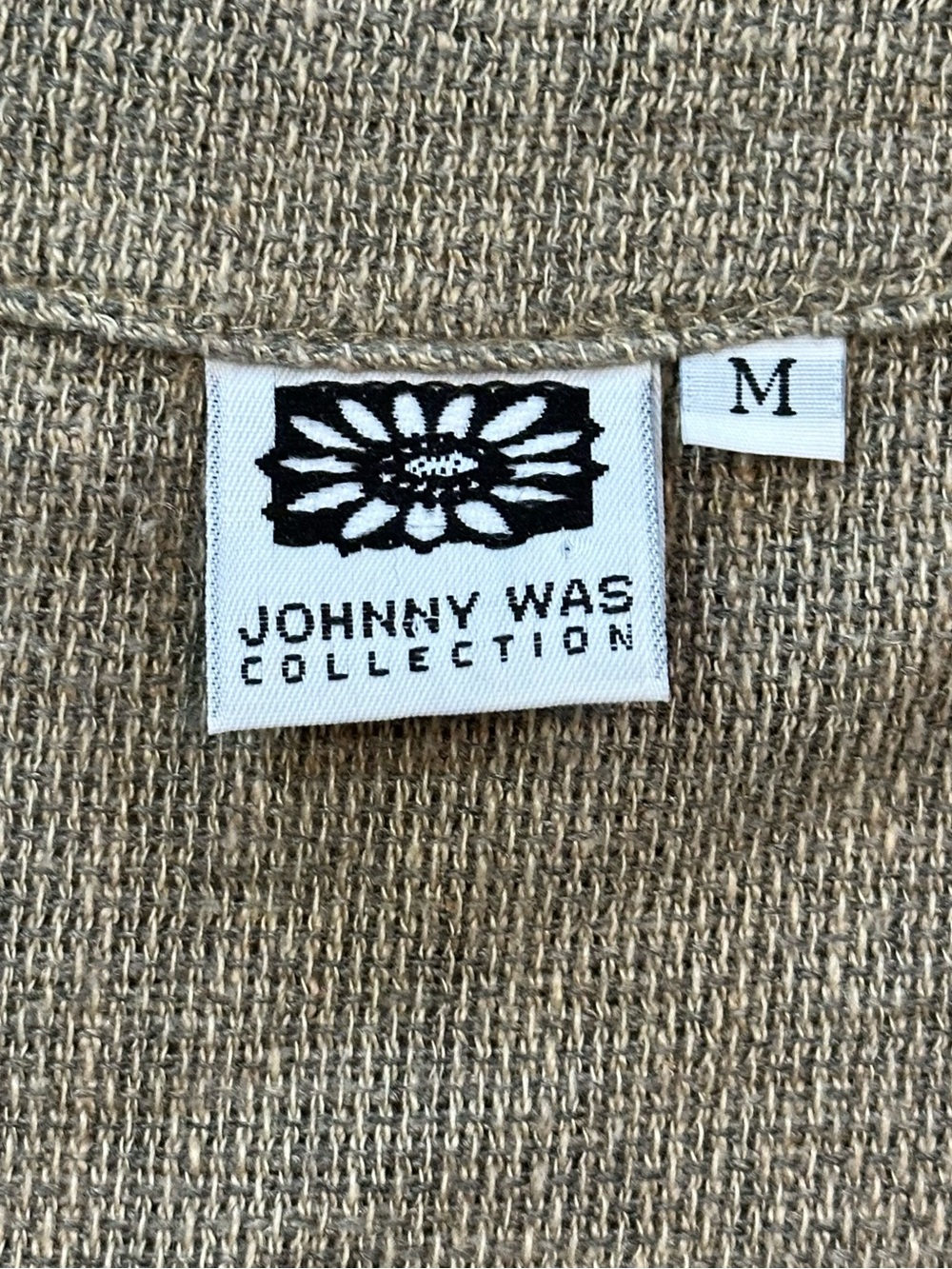 Vintage Johnny Was tan Flax Blend Sleeveless Button-Front Dress Pockets Medium - Picture 6 of 6